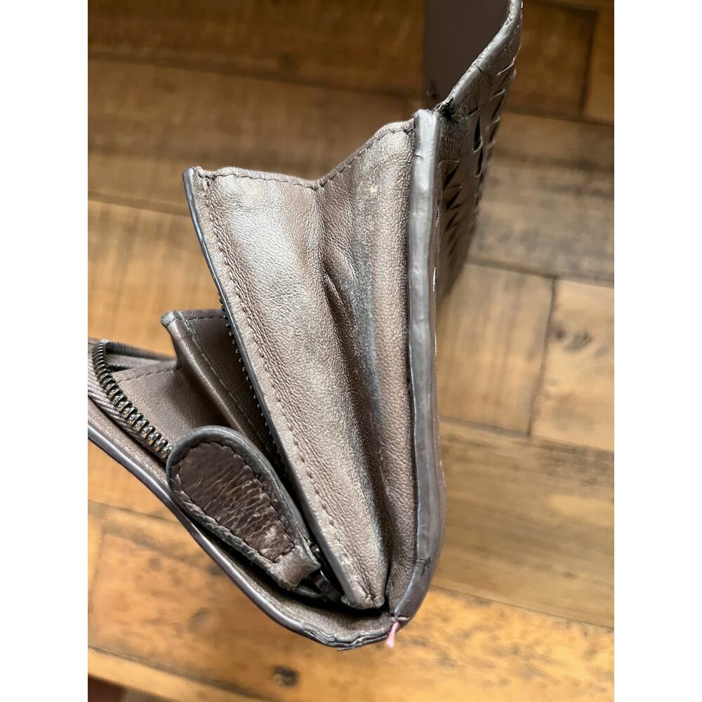 BOTTEGA VENETA Intreacciato Leather Continenta Wallet Brown/Gray W/COA and Box - Picture 10 of 16